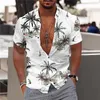 Men's Casual Shirts 2023 Men's Shirt Summer Hawaiian Fashion Street Short Sleeve Coconut Tree Beach Resort Party