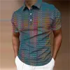 Mężczyźni T-shirt męskie koszulki polo koszule golfowe kratą Turndown 3D TEE TEES STREETWEAR KRÓTKO SLITNOWOWA CZYNNOTN Casual Top 230609