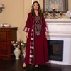 Ethnische Kleidung Eid Marokko Stickerei Kleid Frauen Muslimischen Umhang Abaya Dubai Langarm Islamischen Vestidos Musulam Party Kleider Kaftan