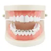 Hip Hop Rapper Dental Teeth Grillz Gold Silver aparelho de superfície lisa bastão de dente único moda jóias grades de dente fundo 6 grades de seis dentes 1304