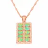 Hänge halsband trendig rosguld färgräkning ram form länk kedja halsband 4 färger opalite opal smycken