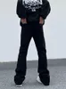 Męski styl dżinsów retro ulica zamek błyskawiczny mężczyźni mężczyźni czysty czarny luźne proste spodnie z szeroką nogą wysokiej talii