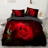 Bedding sets Luxury Sets 3D Plant Flower Rose Duvet Quilt Cover Set Red Comforter Bed Linens Pillowcase Valentine's Day Home Texitle 230609