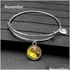 Bangle Selling Fashion USA Birthstone Pendant Charms Expanderbara tråd Justerbara armband för kvinnor Män Lucky Jewelry Fit Brithday D DHDO1