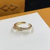 Fashion Designer Full Diamond Four-leaf Clover Ring Women Men Gold Silver Open Lovers Wedding Commitment Engagement NHUK