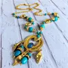 Chaînes Style Cour Turquoise Collier Argent Aiguille Boucles D'oreilles Hypoallergénique Bijoux Femmes Banquet Robe Accessoires