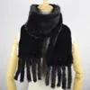 Hand Knitted Mink Hair Scarf Genuine Mink Hair Neck Warmer for Women Fashion Real Fur Scarf with Fringes249K