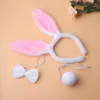 Hair Accessories 3Pcs Kids Adult Ears Headband Bow Ties Tail Set Easter Party Cosplay Costume Bands