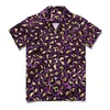 Mäns avslappnade skjortor Purple och Gold Leopard Bluuses Animal Print Hawaiian Short Sleeve Graphic Streetwear Oversize Beach Shirt Gift