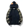 Hoodie Mens Designer Full zip Up Shark Hoodies for Woman Black Samouflage Jacket صفراء غطاء محرك قميص من النوع الثقيل مان للنساء سترة طويلة الأكمام