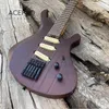Acepro bezgłowa gitara elektryczna ciemnobrązowy kolor nadwozia stali nierdzewnej Pieczone klon szyi 3 pojedyncze pickupy Guitarra