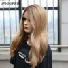 Кружевные парики Синтетический парик Высококачественный боковой расставание для женщин длинный волнистый Omber Brown Blond Color Cosplay Teaterpaintaint Fiber 230609
