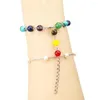 Link Bracelets Chakra Crystal Stone Bracelet For Women Lotus Pendant Charms Yoga Reiki OM Meditation Healing Balance Beads Foot Jewelry