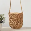 Evening Bags Summer Handmade Cotton Thread Bucket Bag Retro Braided Single Shoulder Crossbody Hollow Out Female Handbag Beach Women's