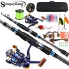 Rod Reel Combo Sougayilang 1.8m 2,1 m 2,4 m ultralätt kolfiber spinnning och 12 1BB 5.2 1 Fiske snurrande 230609