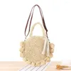 Evening Bags British Style Travel Holiday Beach Woven Bag Round Ball Portable Slung Shoulder Three-way Wild Straw