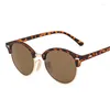 Sonnenbrille Runde Vintage Frau Mode Metall Halbrand Sonnenbrille Weiblich Bunte Spiegel Retro Shades Fahrer