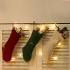 nouveau Noël Tricoté Bas Décor Festival Cadeau Sac Cheminée Arbre De Noël Ornements Suspendus Bonbons Chaussettes Rouge Vert Blanc Gris