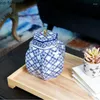 Garrafas De Armazenamento De Porcelana Azul E Branco Jarra De Cerâmica Tanque Casinha De Chá Decoração Enfeites Organizador Garrafa Decorativa