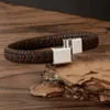 Klassisches Design, Vintage-Armband aus weiß-braunem Leder, als Geschenk für Männer