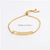 Chain Customizable Stainless Steel Heart Bar Bracelet Adjustable Gold Slider For Womens Id Names Initials Drop Delivery Jewelry Brace Dhp0N