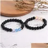 Perline 6Mm Fashion Design Crystal Glass Flash Stone Bead Bracciale per donna Uomo Colorf Natural Black Matte Agate Ethnic Drop Deliver Dhbxr