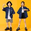 Ropa de escenario para niños, ropa de Kpop Hip Hop, camisa con estampado de leopardo, Top de manga corta, ropa informal, pantalones cortos para niñas, niños, traje de baile de Jazz, ropa