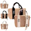 Womens Woody Shopper Pochette Square Summer Beach Bag Mens Tote Palha Cesta Designer Bagagem Bolsas Ginásio Luxo Grande Weave Crossbody Clutch Ráfia Bolsas de Ombro