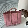 Large Shopping Beach Bags Canvas Woman Handbags Embroidery Letter Summer Travel Totes Oversize Inside with Classic Strap