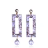 Boucles d'oreilles pendantes LUBOV coloré Rectangle résine pierre Imitation perle blanche pendentif métal alliage femmes goutte bijoux 2023