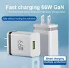 66W GaN Fast Wall Charger 2.1A Metal USB Power Adapter Quick Charging For iPhone 14 13 Pro Max Samsung Tablet PC Android Phone US EU Version Travel Home Backup Apple KO-99