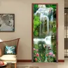 Wallpapers Chinese Style 3D Waterfalls Lotus Carp Po Wall Door Sticker Murals Wallpaper Living Room Bedroom Study PVC Waterproof