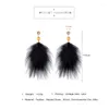 Dangle Oorbellen 2023 Mode-sieraden Klassieke Hout Natuursteen Lange Zwarte Veer Kwastje Drop Earring Voor Vrouwen Gift Accessoires