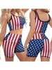 Women's Tracksuits Women Casual Summer Broadcloth Slim Fit July Tank Tops Outfits Stars Stripes And Elastic Shorts Streetwear Clubwear