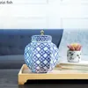 Garrafas De Armazenamento De Porcelana Azul E Branco Jarra De Cerâmica Tanque Casinha De Chá Decoração Enfeites Organizador Garrafa Decorativa