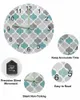 Wall Clocks Turquoise Grey Geometric Moroccan Retro Luminous Pointer Clock Home Ornaments Round Silent Living Room Decor