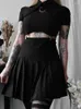 Robes décontractées Insdoit Goth évider noir foncé corsets robe plissée femmes grunge vêtements vintage dentelle e fille esthétique harajuku fête