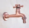 Bathroom Sink Faucets Antique Red Copper Wall Mounted Cross Handle Washing Machine Faucet / Garden Water Tap Dav323