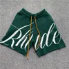 メンズショーツSS RHUDE JACQUARDドローストリングショーツ男性女性最高品質の黄色のドローストリングRHUDEニットショーツ