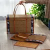 Set di stoviglie Cesto di frutta Stoccaggio intrecciato multiuso Bamboo Kids Beach Tote Generi alimentari Frutta portatile Picnic Coperchio pieghevole per bambini