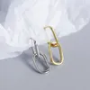 Boucles d'oreilles créoles couleur argent géométrique en forme de O deux ovales femme Simple mode détachable bijoux accessoires cadeau