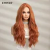 Peluces de cabello sintético de color amarillo naranja pelucas onduladas largas para mujeres Cosplay de uso diario Fibra de resistencia a alta temperatura Fibra Factory Dir