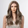 Lång vågig syntetisk spets hår peruker bruna höjdpunkt ombre t-del spets peruk för kvinnor naturliga cosplay värme resistantfactory direkt