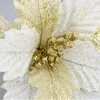 Decorative Flowers 20cm Simulated Golden Christmas Flower 25cm Gildeds Flannelette Gauzes Tree Cuttings Diy