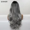 Ombre sintetico da nido a grigio parrucche naturale parrucca per capelli ondulati con frangetta per donne cosplay in fibra resistente al calore wigsfactory D