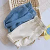 Jeans Katoen Lente Herfst Baby Meisjes Jongens Broek Hoge Taille Losse Stijl Uitloper Kinderkleding 0 4Y 230609