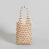 Evening Bags Fashion Hollow Beading Women Handbags Designer Wooden Shoulder Casual Fishnet Summer Beach Small Tote Bag Bali Purses 2023