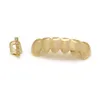 Hip Hop Rapper Dental Teeth Grillz Gold Silber Zahnspange Vollbohrer Zirkon Shinny Stick Einzelzahn Modeschmuck Zahngitter unten 6 Sechszahngitter 1301