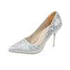 Chaussures habillées concis femme pompes argent Champagne talons hauts Stiletto mariage paillettes femmes mode dames chaussure de fête