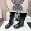 Vantage Stivali da pioggia medievali Donna Come uno Stilisti Stivali di lusso Gomma in pelle Altezza tacco 3,5 cm Altezza tubo 32 cm Stivale da pioggia Taglia 36-41